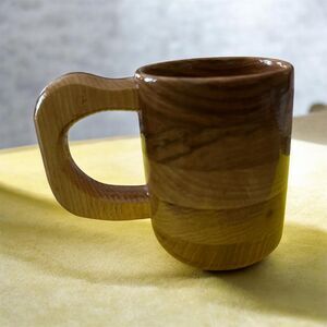 Handmade Hickory and Mahogany Mug Cup with Handle Made In Texas USA